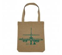 Fabulous Sac Shopping Tote Bag Aspect Lin - Avion Militaire Face URSS dessin Plan Croquis Aviation - Sac de Courses Toile Epaisse 360g Beige Naturel Cabas Porté Epaule Solide Imprimé en France