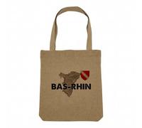Fabulous Sac Shopping Tote Bag Aspect Lin - Bas Rhin 67 Département Strasbourg Carte Ancienne - Sac de Courses Toile Epaisse 360g Beige Naturel Cabas Porté Epaule Solide Imprimé en France