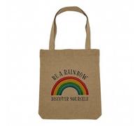 Fabulous Sac Shopping Tote Bag Aspect Lin - Be a Rainbow Discover Yourself LGBTQ+ Gay Lesbien - Sac de Courses Toile Epaisse 360g Beige Naturel Cabas Porté Epaule Solide Imprimé en France