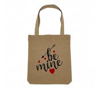 Fabulous Sac Shopping Tote Bag Aspect Lin - Be Mine Amour Fiancee Mariage Mariee - Sac de Courses Toile Epaisse 360g Beige Naturel Cabas Porté Epaule Solide Imprimé en France