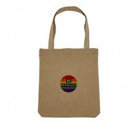 Fabulous Sac Shopping Tote Bag Aspect Lin - Be Proud LGBT Badge Arc en Ciel Pride Gay - Sac de Courses Toile Epaisse 360g Beige Naturel Cabas Porté Epaule Solide Imprimé en France