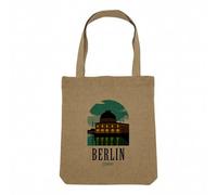 Fabulous Sac Shopping Tote Bag Aspect Lin - Berlin Germany Illustration Monument Allemagne Voyage - Sac de Courses Toile Epaisse 360g Beige Naturel Cabas Porté Epaule Solide Imprimé en France