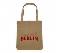 Fabulous Sac Shopping Tote Bag Aspect Lin - Berlin Minimalist Allemagne Histoire Voyage - Sac de Courses Toile Epaisse 360g Beige Naturel Cabas Porté Epaule Solide Imprimé en France