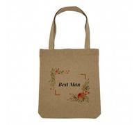 Fabulous Sac Shopping Tote Bag Aspect Lin - Best Man Wedding Bride Floral Frame - Sac de Courses Toile Epaisse 360g Beige Naturel Cabas Porté Epaule Solide Imprimé en France