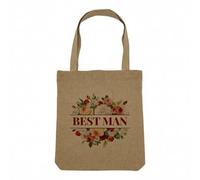 Fabulous Sac Shopping Tote Bag Aspect Lin - Best Man Wedding Groom Flower Bouquet - Sac de Courses Toile Epaisse 360g Beige Naturel Cabas Porté Epaule Solide Imprimé en France