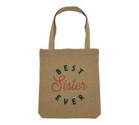 Fabulous Sac Shopping Tote Bag Aspect Lin - Best Sister Ever Family Sister - Sac de Courses Toile Epaisse 360g Beige Naturel Cabas Porté Epaule Solide Imprimé en France