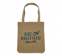 Fabulous Sac Shopping Tote Bag Aspect Lin - Big Brother Shark Family Sea Fish - Sac de Courses Toile Epaisse 360g Beige Naturel Cabas Porté Epaule Solide Imprimé en France