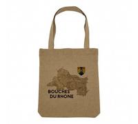 Fabulous Sac Shopping Tote Bag Aspect Lin - Bouches du Rhône 13 Marseille Departement Carte Ancienne PACA - Sac de Courses Toile Epaisse 360g Beige Naturel Cabas Porté Epaule Solide Imprimé en France