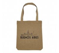 Fabulous Sac Shopping Tote Bag Aspect Lin - Buenos Aires Minimalist Voyage Carte Postale Argentine - Sac de Courses Toile Epaisse 360g Beige Naturel Cabas Porté Epaule Solide Imprimé en France