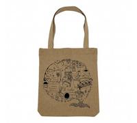 Fabulous Sac Shopping Tote Bag Aspect Lin - Cafe Coffee Dessin Art Work Cafe du Monde Espresso - Sac de Courses Toile Epaisse 360g Beige Naturel Cabas Porté Epaule Solide Imprimé en France