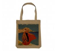 Fabulous Sac Shopping Tote Bag Aspect Lin - Calvi Corse Affiche Poster Vintage Voyage Art Deco 30's - Sac de Courses Toile Epaisse 360g Beige Naturel Cabas Porté Epaule Solide Imprimé en France