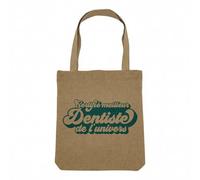 Fabulous Sac Shopping Tote Bag Aspect Lin - Certifié meilleur Dentiste de l'univers Docteur Dent Soins - Sac de Courses Toile Epaisse 360g Beige Naturel Cabas Porté Epaule Solide Imprimé en France
