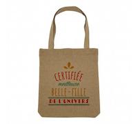 Fabulous Sac Shopping Tote Bag Aspect Lin - Certifiée meilleure Belle Fille de l'univers - Sac de Courses Toile Epaisse 360g Beige Naturel Cabas Porté Epaule Solide Imprimé en France