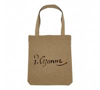 Fabulous Sac Shopping Tote Bag Aspect Lin - Cezanne Signature Impressionisme Peinture Célèbre 1900 - Sac de Courses Toile Epaisse 360g Beige Naturel Cabas Porté Epaule Solide Imprimé en France