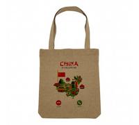 Fabulous Sac Shopping Tote Bag Aspect Lin - China Is Calling Me Culture Beijing Asia - Sac de Courses Toile Epaisse 360g Beige Naturel Cabas Porté Epaule Solide Imprimé en France
