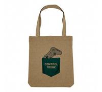 Fabulous Sac Shopping Tote Bag Aspect Lin - Control Freak Poche Surprise Jeux Vidéo Manette - Sac de Courses Toile Epaisse 360g Beige Naturel Cabas Porté Epaule Solide Imprimé en France