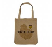 Fabulous Sac Shopping Tote Bag Aspect Lin - Côte-d'Or 21 Departement Dijon Carte Ancienne Bourgogne - Sac de Courses Toile Epaisse 360g Beige Naturel Cabas Porté Epaule Solide Imprimé en France