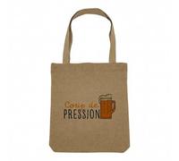 Fabulous Sac Shopping Tote Bag Aspect Lin - Coup de Pression Apéro Bar Bière Pinte - Sac de Courses Toile Epaisse 360g Beige Naturel Cabas Porté Epaule Solide Imprimé en France