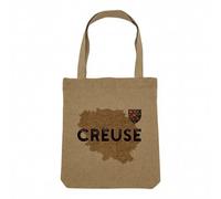 Fabulous Sac Shopping Tote Bag Aspect Lin - Creuse 23 Departement Carte Ancienne Rare Nouvelle Aquitaine - Sac de Courses Toile Epaisse 360g Beige Naturel Cabas Porté Epaule Solide Imprimé en France