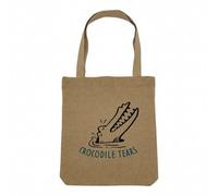 Fabulous Sac Shopping Tote Bag Aspect Lin - Crocodile Tears Original Drawing Illustration - Sac de Courses Toile Epaisse 360g Beige Naturel Cabas Porté Epaule Solide Imprimé en France