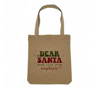 Fabulous Sac Shopping Tote Bag Aspect Lin - Dear Santa I can Explain Christmas Winter Gift - Sac de Courses Toile Epaisse 360g Beige Naturel Cabas Porté Epaule Solide Imprimé en France