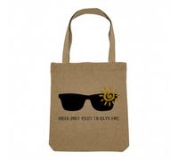 Fabulous Sac Shopping Tote Bag Aspect Lin - Design Lunettes de Soleil Girls Just Want to Have Sun - Sac de Courses Toile Epaisse 360g Beige Naturel Cabas Porté Epaule Solide Imprimé en France