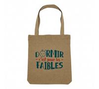 Fabulous Sac Shopping Tote Bag Aspect Lin - Dormir C'est Pour Les Faibles Humour Bébé - Sac de Courses Toile Epaisse 360g Beige Naturel Cabas Porté Epaule Solide Imprimé en France