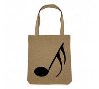 Fabulous Sac Shopping Tote Bag Aspect Lin - Double Croche Solfège Simple Musique Solfège Notes - Sac de Courses Toile Epaisse 360g Beige Naturel Cabas Porté Epaule Solide Imprimé en France