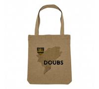 Fabulous Sac Shopping Tote Bag Aspect Lin - Doubs 25 Besançon Departement Carte Ancienne Franche Comté - Sac de Courses Toile Epaisse 360g Beige Naturel Cabas Porté Epaule Solide Imprimé en France