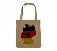 Fabulous Sac Shopping Tote Bag Aspect Lin - Drapeau Carte Allemagne Football Sport Equipe Nationale USA - Sac de Courses Toile Epaisse 360g Beige Naturel Cabas Porté Epaule Solide Imprimé en France