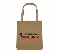 Fabulous Sac Shopping Tote Bag Aspect Lin - Dresseur de Dragons Enfant Film Mythe Rêve - Sac de Courses Toile Epaisse 360g Beige Naturel Cabas Porté Epaule Solide Imprimé en France
