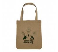 Fabulous Sac Shopping Tote Bag Aspect Lin - Earth Day, Every Day Écologie Environnement Bio Diversité - Sac de Courses Toile Epaisse 360g Beige Naturel Cabas Porté Epaule Solide Imprimé en France