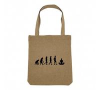 Fabulous Sac Shopping Tote Bag Aspect Lin - Evolution Méditation Yoga Bien-etre Zen - Sac de Courses Toile Epaisse 360g Beige Naturel Cabas Porté Epaule Solide Imprimé en France