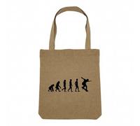 Fabulous Sac Shopping Tote Bag Aspect Lin - Evolution Skateboard Sport Athlète Skater - Sac de Courses Toile Epaisse 360g Beige Naturel Cabas Porté Epaule Solide Imprimé en France