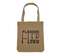 Fabulous Sac Shopping Tote Bag Aspect Lin - Flexion Lier Jeu Rugby Sport Ballon XV - Sac de Courses Toile Epaisse 360g Beige Naturel Cabas Porté Epaule Solide Imprimé en France