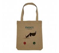 Fabulous Sac Shopping Tote Bag Aspect Lin - France Is Calling Me Dog Shit Humor - Sac de Courses Toile Epaisse 360g Beige Naturel Cabas Porté Epaule Solide Imprimé en France