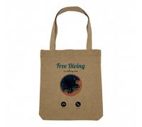 Fabulous Sac Shopping Tote Bag Aspect Lin - Free Diving Is Calling Me Scuba Diving - Sac de Courses Toile Epaisse 360g Beige Naturel Cabas Porté Epaule Solide Imprimé en France