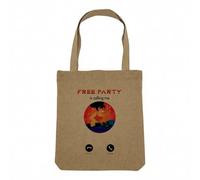 Fabulous Sac Shopping Tote Bag Aspect Lin - Free Party Is Calling Me Evening Party - Sac de Courses Toile Epaisse 360g Beige Naturel Cabas Porté Epaule Solide Imprimé en France