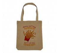 Fabulous Sac Shopping Tote Bag Aspect Lin - French Fries Street Food Money Can't Buy Happiness - Sac de Courses Toile Epaisse 360g Beige Naturel Cabas Porté Epaule Solide Imprimé en France