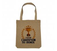 Fabulous Sac Shopping Tote Bag Aspect Lin - Futur Champion du Monde Sport Héros - Sac de Courses Toile Epaisse 360g Beige Naturel Cabas Porté Epaule Solide Imprimé en France