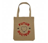 Fabulous Sac Shopping Tote Bag Aspect Lin - Futur Docteur Métier Avenir Santé Médecin - Sac de Courses Toile Epaisse 360g Beige Naturel Cabas Porté Epaule Solide Imprimé en France