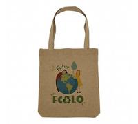 Fabulous Sac Shopping Tote Bag Aspect Lin - Futur Ecolo Héros Environnement Avenir - Sac de Courses Toile Epaisse 360g Beige Naturel Cabas Porté Epaule Solide Imprimé en France