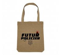 Fabulous Sac Shopping Tote Bag Aspect Lin - Futur Policier Métier Avenir Loi Sécurité - Sac de Courses Toile Epaisse 360g Beige Naturel Cabas Porté Epaule Solide Imprimé en France