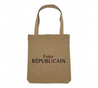 Fabulous Sac Shopping Tote Bag Aspect Lin - Futur Républicain Politique Humour - Sac de Courses Toile Epaisse 360g Beige Naturel Cabas Porté Epaule Solide Imprimé en France