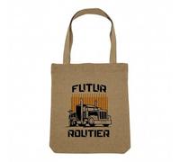 Fabulous Sac Shopping Tote Bag Aspect Lin - Futur Routier Métier Camion Passion - Sac de Courses Toile Epaisse 360g Beige Naturel Cabas Porté Epaule Solide Imprimé en France