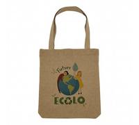 Fabulous Sac Shopping Tote Bag Aspect Lin - Future Ecolo Héros Environnement Avenir - Sac de Courses Toile Epaisse 360g Beige Naturel Cabas Porté Epaule Solide Imprimé en France