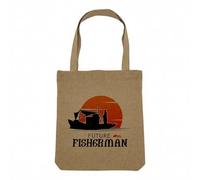 Fabulous Sac Shopping Tote Bag Aspect Lin - Future Fisherman Sailor Job - Sac de Courses Toile Epaisse 360g Beige Naturel Cabas Porté Epaule Solide Imprimé en France