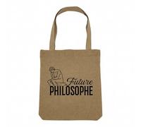 Fabulous Sac Shopping Tote Bag Aspect Lin - Future Philosophe Passion Métier - Sac de Courses Toile Epaisse 360g Beige Naturel Cabas Porté Epaule Solide Imprimé en France