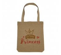 Fabulous Sac Shopping Tote Bag Aspect Lin - Future Princess Child Tale - Sac de Courses Toile Epaisse 360g Beige Naturel Cabas Porté Epaule Solide Imprimé en France