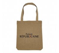 Fabulous Sac Shopping Tote Bag Aspect Lin - Future Républicaine Politique Humour - Sac de Courses Toile Epaisse 360g Beige Naturel Cabas Porté Epaule Solide Imprimé en France